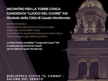 PROTAGONISTA DI UN INCONTRO CULTURALE ED EMOZIONALE LA TORRE CIVICA “LUOGO DEL CUORE” ALLA BIBLIOTECA CIVICA “G. CANNA”.